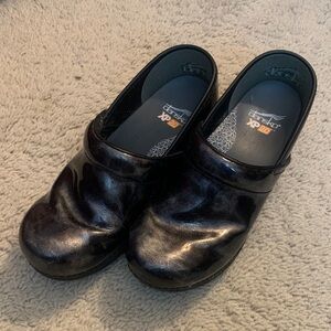 Dansko Shiny Black Leather Clogs